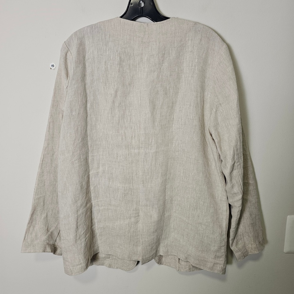 Grae Cove M Linen Blend Blazer Jacket Relaxed Fit Minimalist Neutral Coastal - Picture 2 of 10
